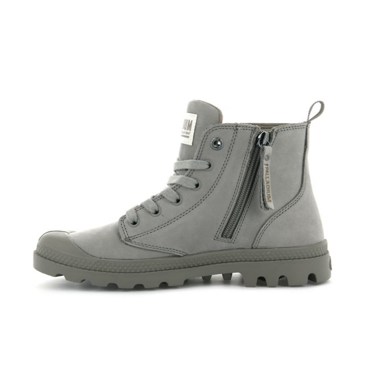 Dámské Boty Palladium Pampa Hi Zip Nubuck Šedé | CZ KOL-34R